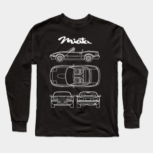 Miata NA MX-5 Blueprint White Long Sleeve T-Shirt